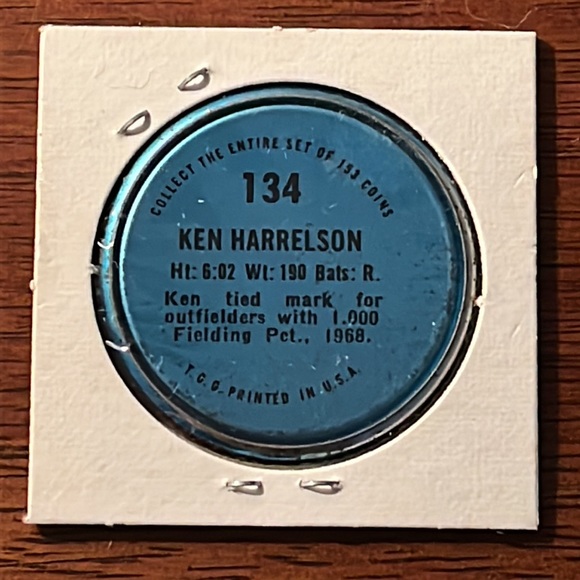 RARE Near MINT 1971 Topps Coins Ken Harrelson #134 - Picture 2 of 2